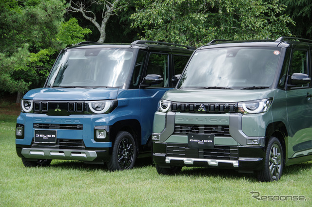 三菱 デリカミニ 新型（左）と従来型（右）のフロントマスク