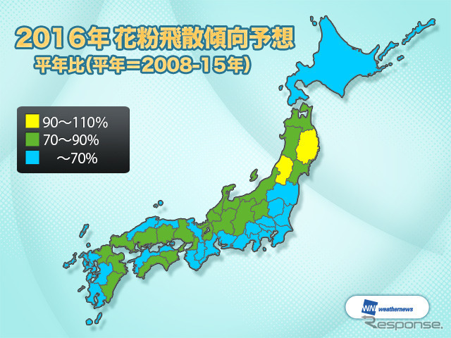 2016年花粉飛散傾向予想