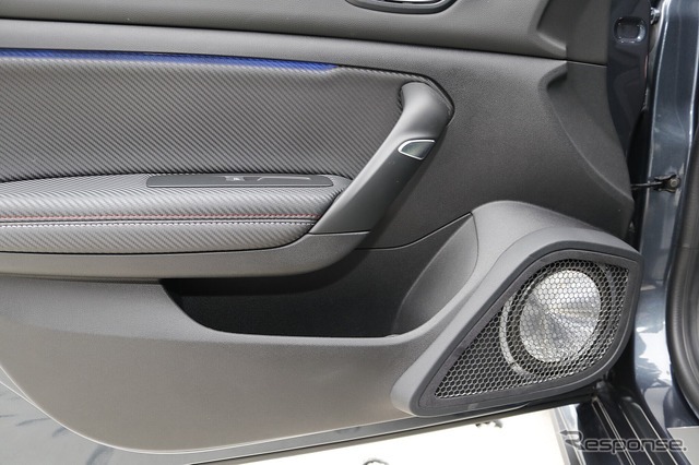 ドアフォルムにマッチするデザインを施されたアウターバッフル。パンチング処理された前面はプロテクション効果も満点。