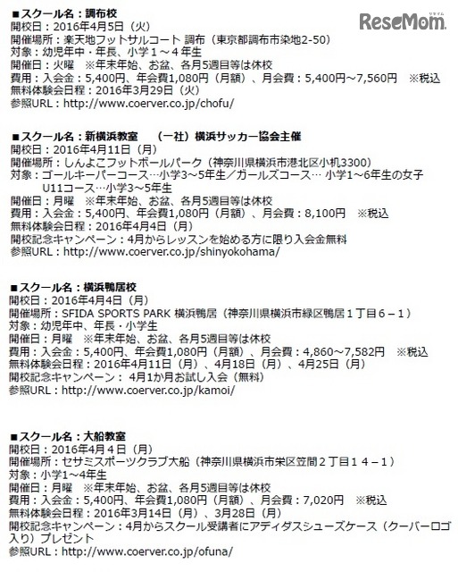 スクール情報（調布校、新横浜教室、横浜鴨居校、大船教室）