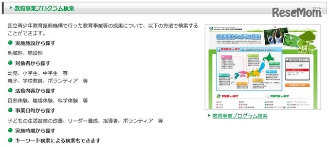 教育事業プログラム検索