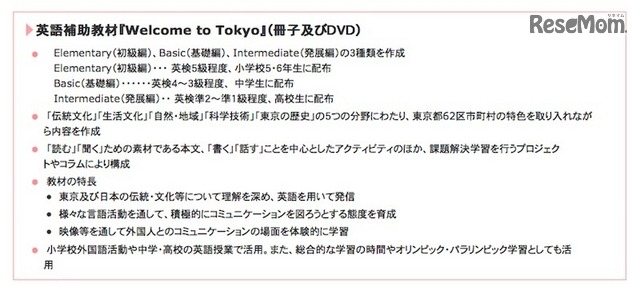 英語補助教材「Welcome to tokyo」の特徴