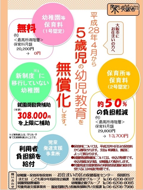 5歳児にかかる幼児教育無償化ポスター