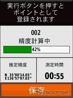 平均位置測定という機能があり、ポイントを登録する際にPGSによる測位を連続して行い、その平均を取ることで測位精度を上げることができる