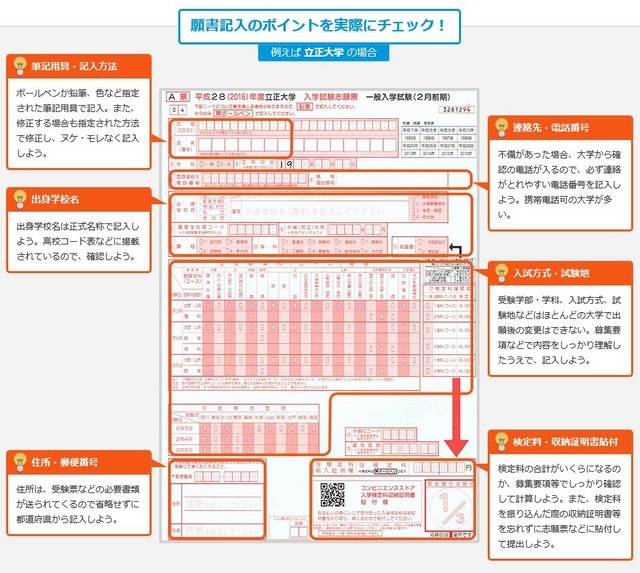 願書記入のチェックポイント