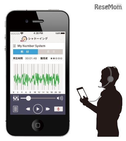 スマートフォンでシャドーイング学習