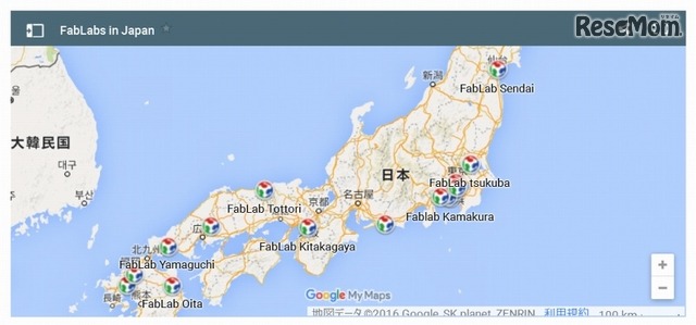 国内のFabLab（FabLab Japanサイトより）