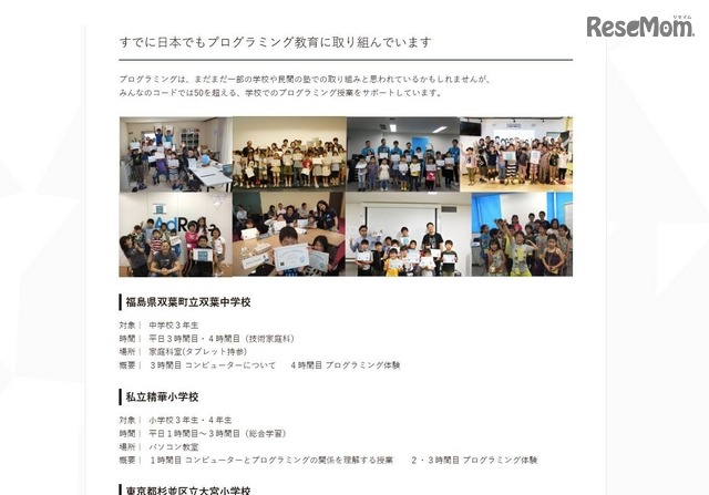 Hour of Code夏休み全国100校1万人プログラミング
