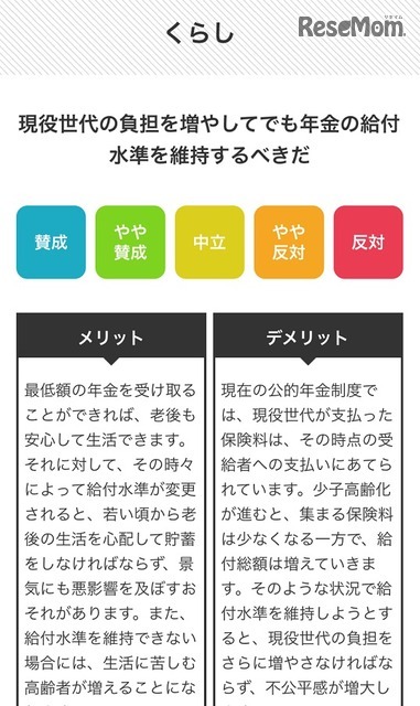 「政党との相性診断（通常バージョン）」回答画面