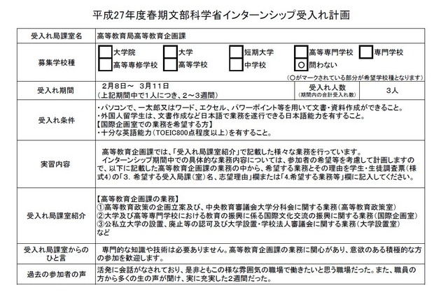 受入計画（一部）