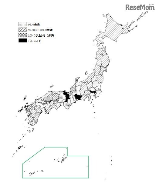 都道府県別昼夜間人口比率