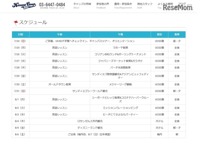キズナキャンプスケジュール