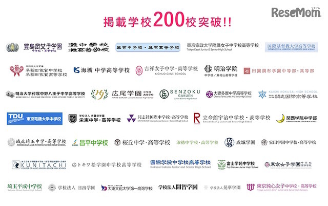 7月9日現在、掲載学校は200校以上
