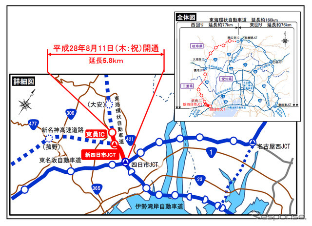 今回開通区間の位置図・状況