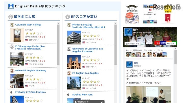 学校ランキングなども掲載