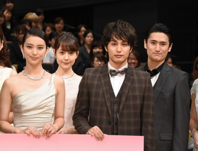 左から：武井咲、トリンドル玲奈、中村蒼、中村隼人／「せいせいするほど、愛してる」完成披露特別試写会