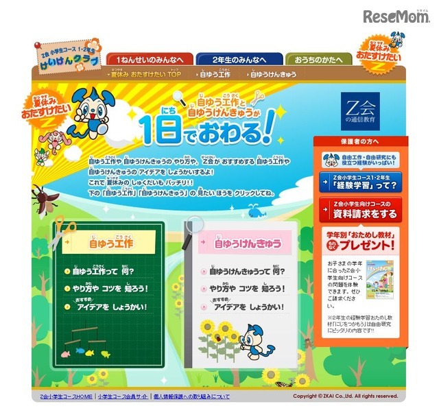 Z会小学生コース「夏休みおたすけたい」