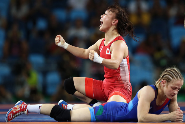 女子レスリングの登坂絵莉がリオデジャネイロ五輪で金メダルを獲得（2016年8月17日）