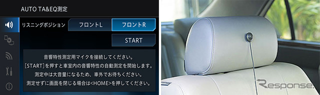 別売のマイクを使用して手軽に自動調整が出来るオートタイムアライメント＆オートイコライザー機能。この機能を使う事で高レベルな音が楽しめる