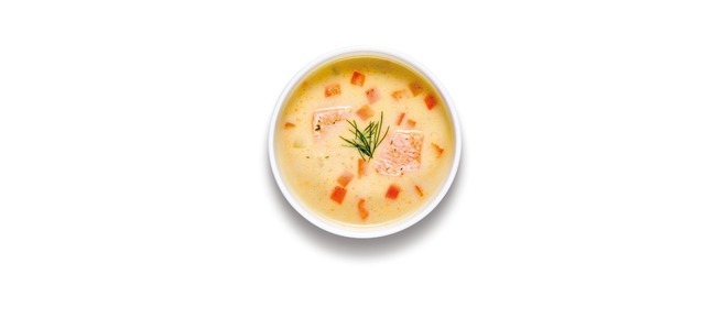 サーモンと根菜のポテトスープ