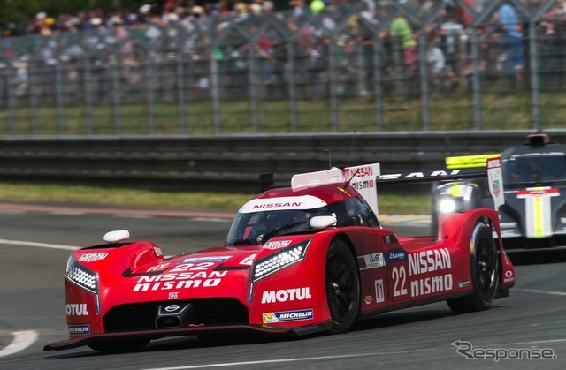 2015年のルマン24時間に3台体制（#21～#23）で参戦した、日産のLMP1クラスマシン「NISSAN GT-R LM NISMO」。