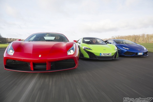 【写真集 スーパーカーの世界】フェラーリ488 GTB vs マクラーレン 675 LT vs ランボルギーニ ウラカン LP610-4