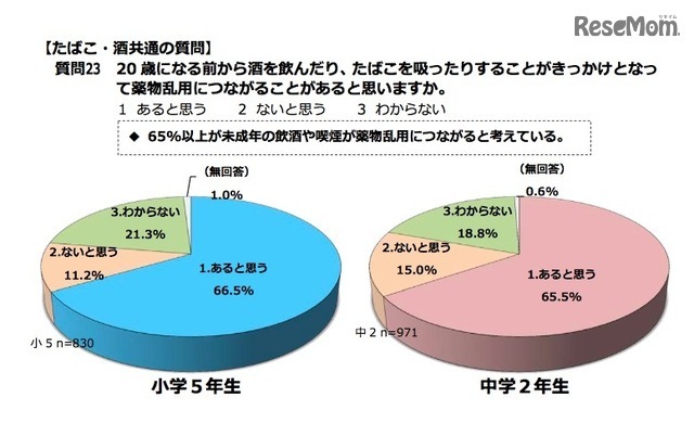 20歳になる前からの喫煙・飲酒がきっかけとなって薬物乱用につながることはあると思うか