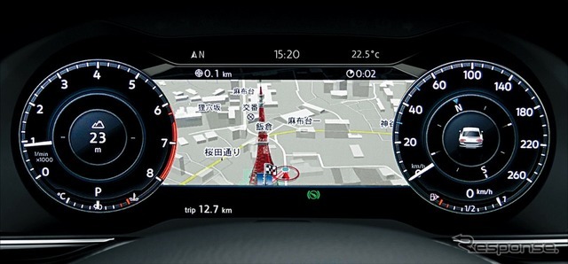 デジタルメータークラスター Active Info Display ナビ画面