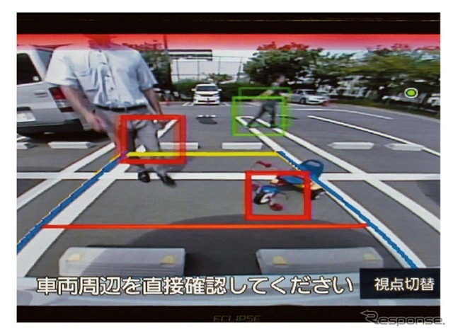 カメラ拡張機能BOXを使うと、3つの駐車支援機能(「進行方向予測線」「障害物検知」「視点切り替え」)が追加される