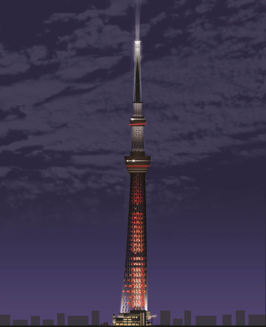 十字型の赤いライトセーバーに見立てたライティング - (C) TOKYO-SKYTREE　※画像はイメージです